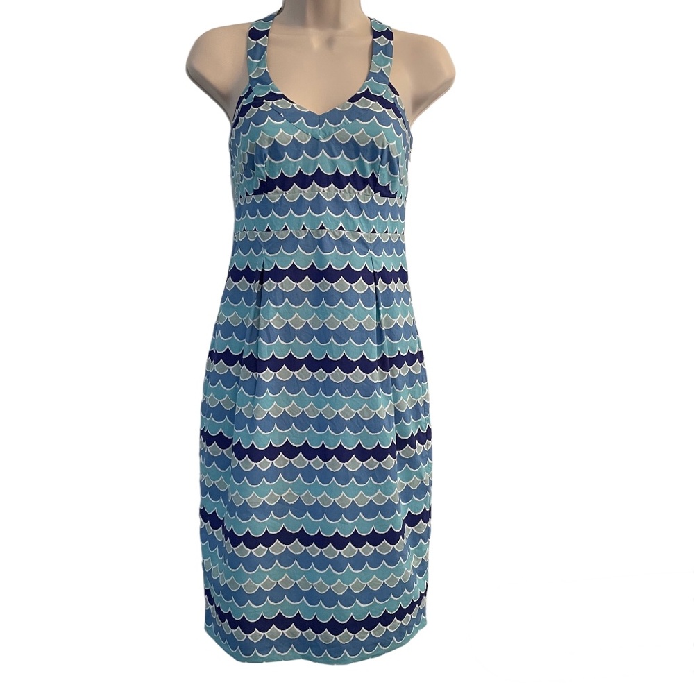 Boden Halterneck Dress Blue Wave 2 cotton fully lined WH247